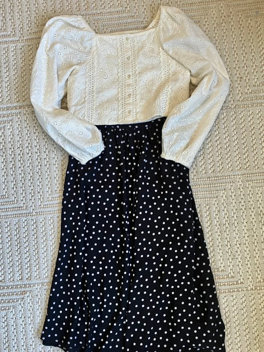 Bobeau Polka Dot Flare Skirt